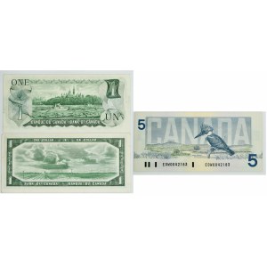 Kanada, zestaw 1-5 dolarów 1954-86 (3 szt.)