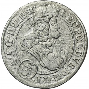 Slezsko, Habsburkové, Leopold I., 3 Krajcary Brzeg 1696 CB