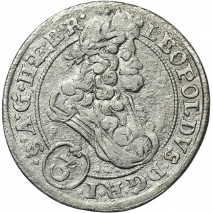 Schlesien, Habsburger Herrschaft, Leopold I., 3 Krajcary Brzeg 1696 CB