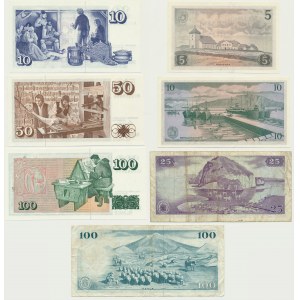 Islandia, zestaw 5-100 koron 1957-61 (7 szt.)
