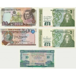 Ireland, lot 1-10 Pounds 1987-2013 (5 pcs.)