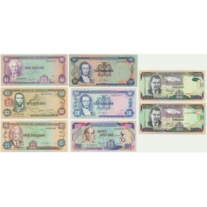 Jamaica, lot 1-100 Dollars 1960-2017 (8 pcs.)