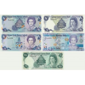 Kajmanské ostrovy, sada 1-5 dolarů 1974-2010 (5 ks).