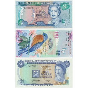 Bermudy, sada 1-2 doláre 1976-2009 (3 ks).