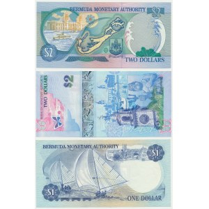 Bermuda, lot 1-2 Dollars 1976-2009 (3 pcs.)