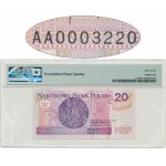 20 złotych 1994 - AA 0003220 - PMG 67 EPQ - niski numer