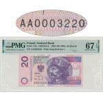 20 zlatých 1994 - AA 0003220 - PMG 67 EPQ - nízke číslo