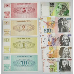 Slovinsko, sada 2-100 korun/tolarjev 1992-2003 (9 kusů).