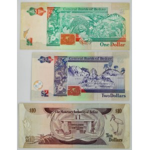 Belize, sada 1-10 dolárov 1980-2007 (3 kusy).