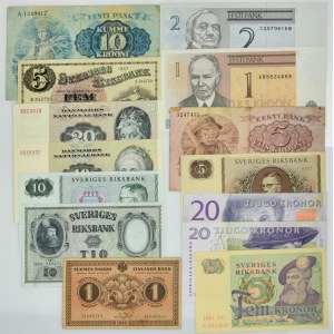 Evropa (Skandinávie), sada bankovek (24 kusů)