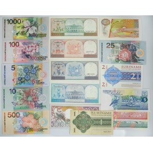 Surinam, Satz von 1-1.000 Gulden 1967-2004 (17 Stück).