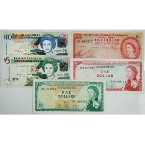 Východný Karibik, sada 1-10 USD 1960-2008 (5 ks).