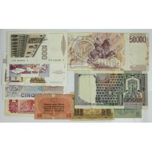 Italien, Satz von 5 Cent - 50.000 Lire 1918-92 (10 Stück).