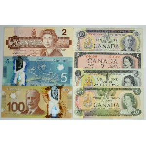 Kanada, Satz von 1-100 Dollar 1954-2013 (7 Stück).