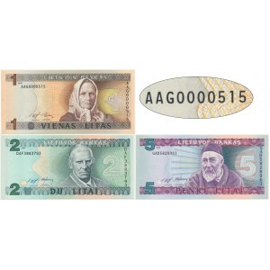 Lithuania, lot 1-5 Litai 1993-94 (3 pcs.)