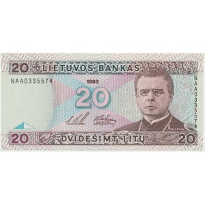 Litva, 20 litov 1993 - NAA -.