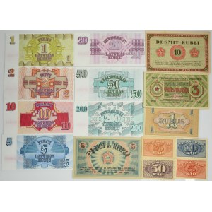 Łotwa, zestaw 5 kopiejek - 200 rubli 1920-92 (15 szt.)