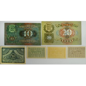 Estonia, lot 5 Penni - 20 Krooni 1919-27 (6 pcs.)