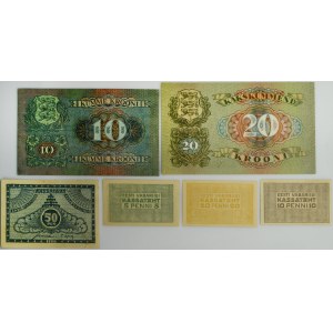 Estonsko, sada 5 haléřů - 20 korun 1919-27 (6 kusů).