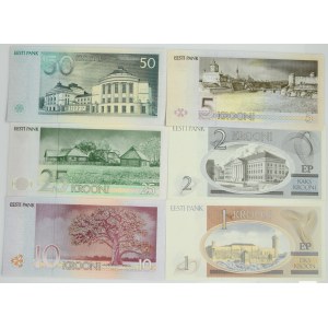 Estonsko, sada 1-50 korun 1992-94 (6 ks)