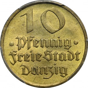 Wolne Miasto Gdańsk, 10 fenigów Dorsz 1932 - PCGS MS65