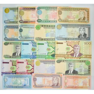 Turkmenistan, lot 1-100.000 Manat 1993-2005 (19 pcs.)