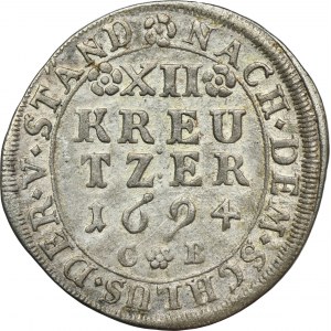 Germany, Archbishopric of Mainz, Anselm Franz von Ingelheim, 12 Kreuzer 1694 CB