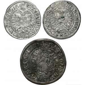 Set, Silesia Habsburg rule and Hungary, Leopold I, 3 Kreuzer and 6 Kreuzer (3 pcs.)