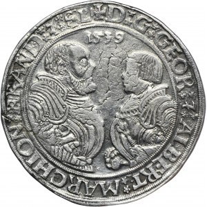 Nemecko, Brandenbursko-Francúzsko, George von Ansbach a Albrecht mladší von Bayreuth, Thaler Schwabach 1539