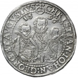 Německo, Sasko, Christian II, Jan Jiří I. a August, Drážďany Thaler 1596 HR