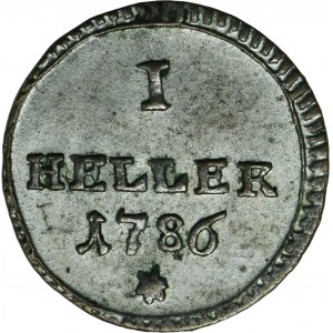 Německo, město Augsburg, 1 Halerz 1786 - RARE, ex. Dr. Max Blaschegg
