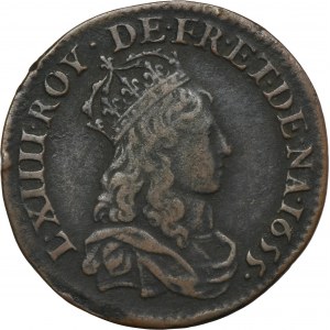 Francja, Ludwik XIV Wielki, Liard Paryż 1655 A - RZADKI, ex. Dr. Max Blaschegg