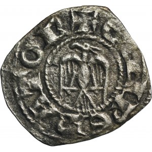 Itálie, Sicilské království, Jindřich VI. a Fridrich II., denár z Messiny nebo Palerma - ex. Dr. Max Blaschegg