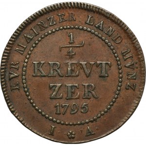 Germany, Archbischopric of Mainz, Friedrich Karl Joseph von Erthal, 1/4 Kreuzer 1795 IA - ex. Dr. Max Blaschegg