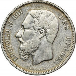 Belgie, Leopold II, 5 franků Brusel 1869