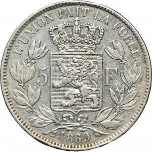 Belgien, Leopold II, 5 Francs Brüssel 1869
