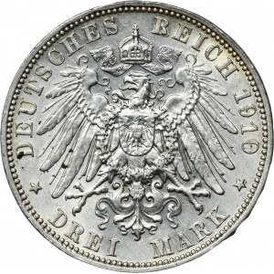 Nemecko, Sasko, Frederick August III, 3 marky Muldenhütten 1910 E