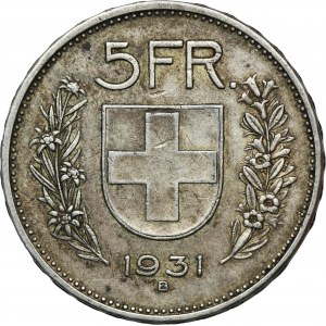 Švýcarsko, 5 franků Bern 1931 B