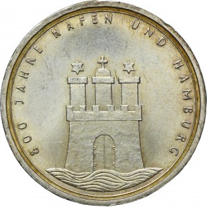 Deutschland, BRD, 10 Mark Hamburg 1989 J - 800 Jahre Hamburger Hafen