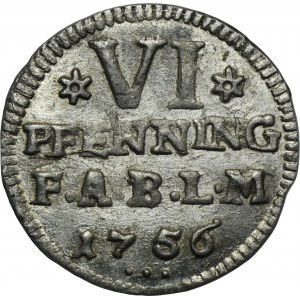 Germany, Anhalt-Bernburg, Viktor Friedrich, 6 Pfennig 1756