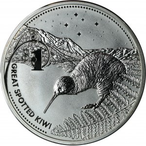 Neuseeland, Elisabeth II, 1 Dollar Karlsfeld 2007 - Großer gefleckter Kiwi