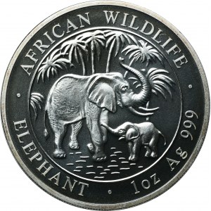 Somalia, 100 Shillings Munich 2007 African fauna - African elephant