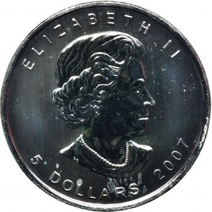 Kanada, Elżbieta II, 5 Dolarów Ottawa 2007 - liść klonu