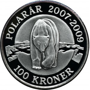 Denmark, Margareth II, 100 Kroner Copenhagen 2007 - International Polar Year, Polar Bear