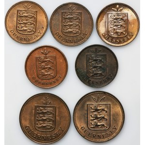 Set, UK, Guernsey, 1 Double und 2 Double (7 Stück)