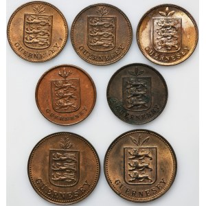 Set, Great Britain, Guernsey, 1 Diuble and 2 Double (7 pcs.)