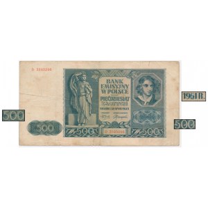 50 zlotys 1941 REVENUE for 500 zlotys 1961