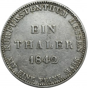 Německo, Hesensko-Kassel, Wilhelm II a Friedrich Wilhelm, Kassel Thaler 1842
