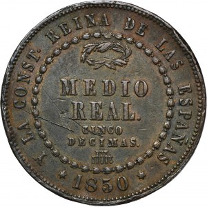 Spain, Isabel II, 1/2 Reala Segovia 1850