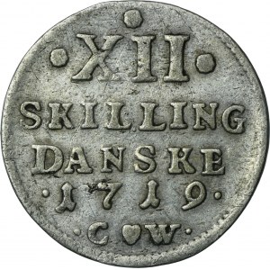 Denmark, Frederick IV, 12 Skilling Dansk Copenhagen 1719 CW